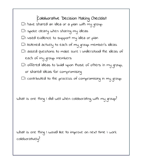 Collaborative decision making checklist