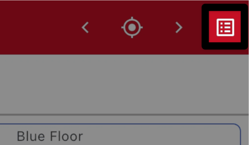 A close up of the upper right corner of the match screen with the list icon highlighted, to the right of the arrows.