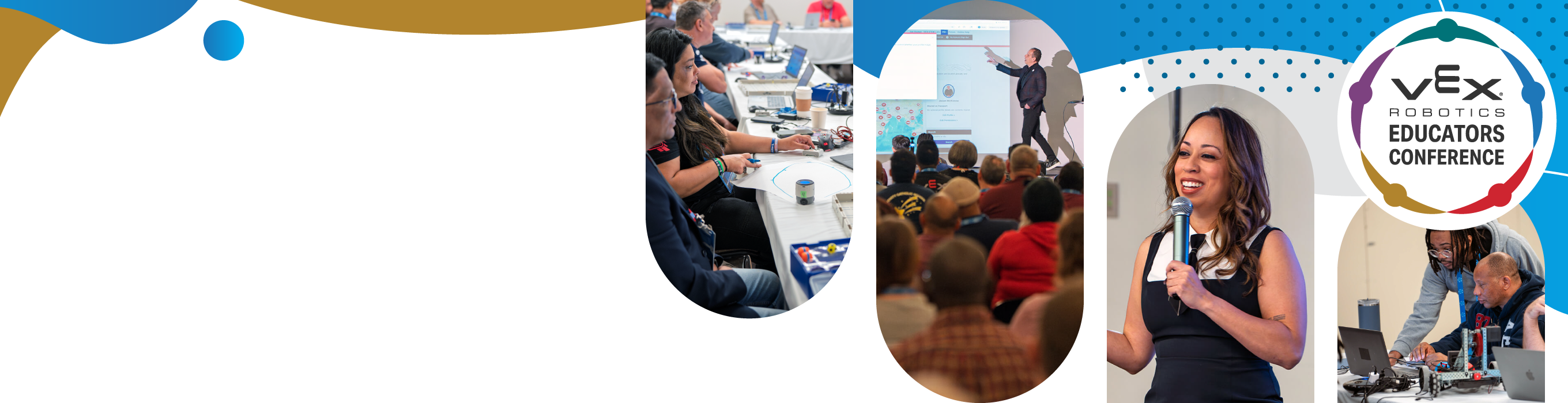 Photo collage from the 2026 VEX Robotics Educators Conference.